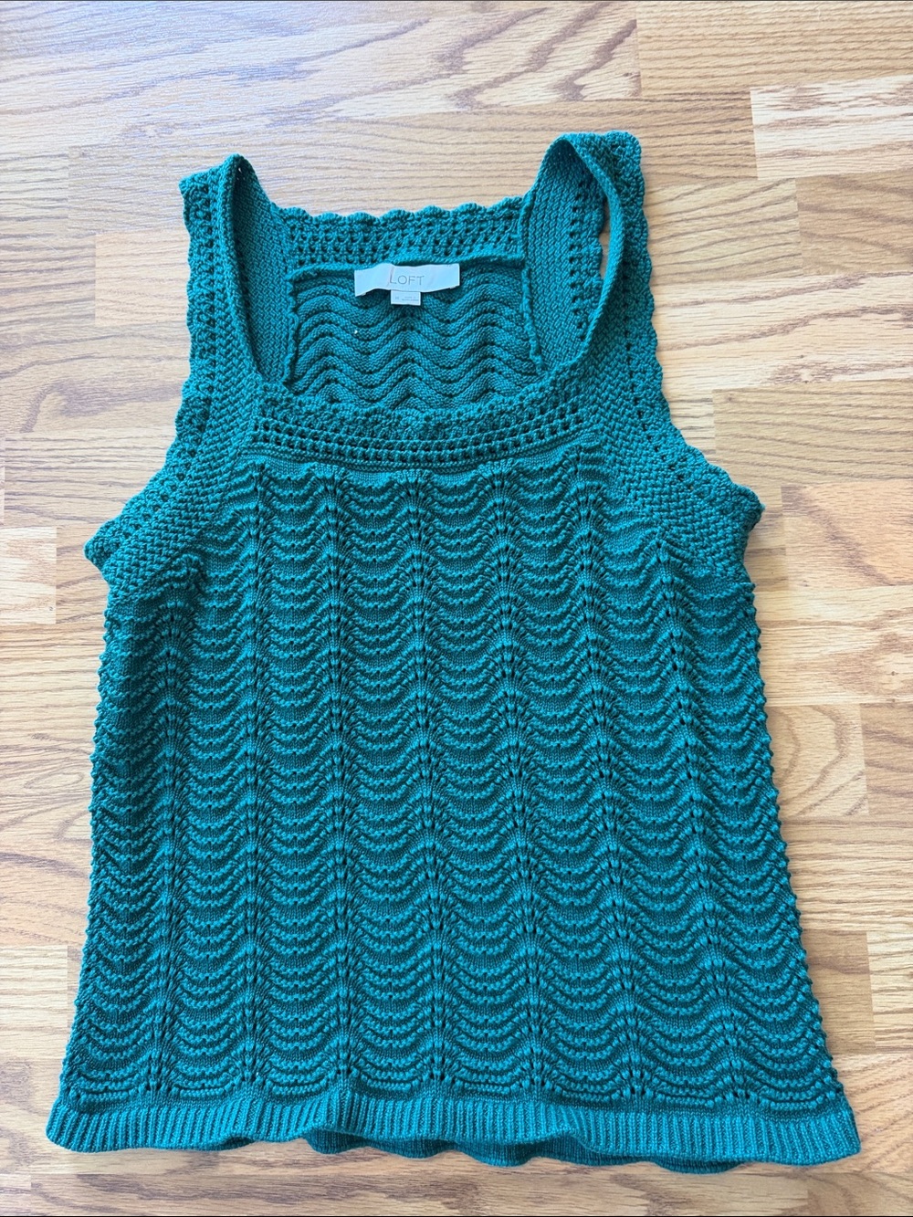 LOFT Teal Knit Wave-Pattern Tank